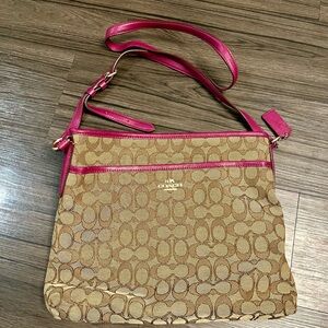 Coach Tan and Pink Crossbody Bag